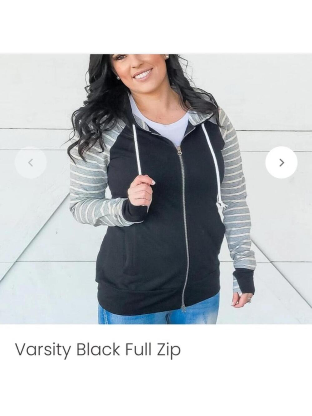 7 Degrees Varsity Black Full Zip Hoodie Jacket